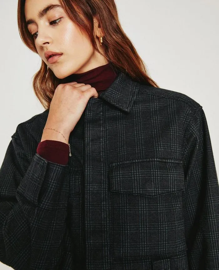 Women Jackets AG Jeans Elsie Belted Jacket Small Rue Maroon Multi