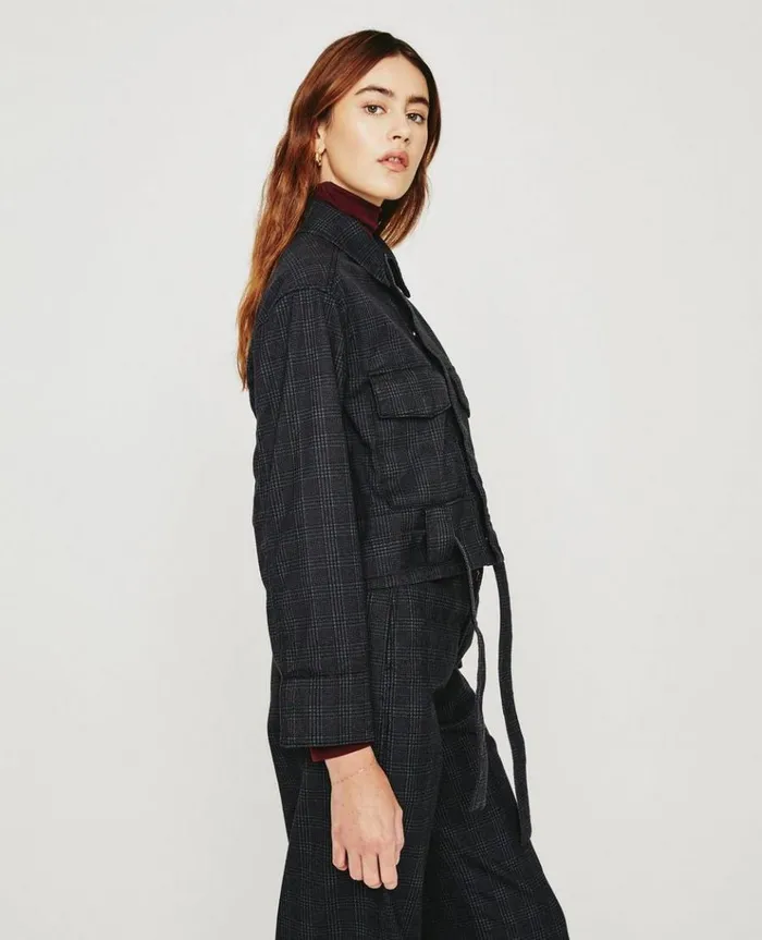 Women Jackets AG Jeans Elsie Belted Jacket Small Rue Maroon Multi Women Jackets AG Jeans Elsie Belted Jacket Small Rue Maroon Multi