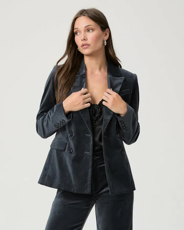 Women Jackets and Coats PAIGE Malbec Blazer 8211 Calico Blue Velvet