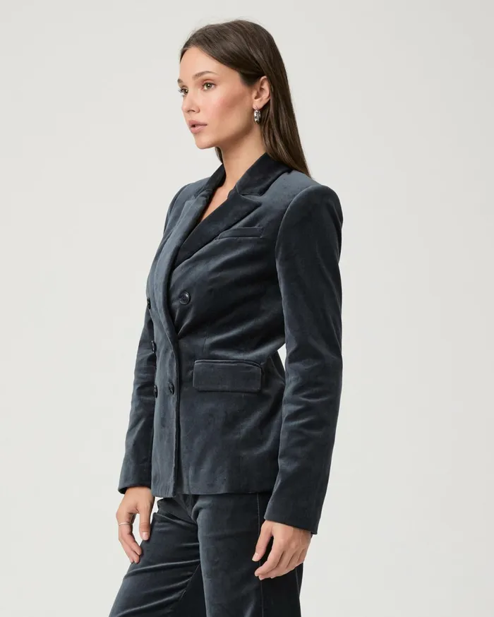 Women Jackets and Coats PAIGE Malbec Blazer 8211 Calico Blue Velvet Women Jackets and Coats PAIGE Malbec Blazer 8211 Calico Blue Velvet