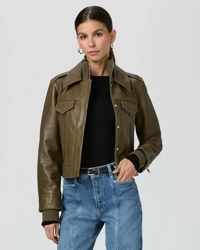Women Jackets and Coats PAIGE Molina Jacket 8211 Spanish Moss Leather Women Jackets and Coats PAIGE Molina Jacket 8211 Spanish Moss Leather