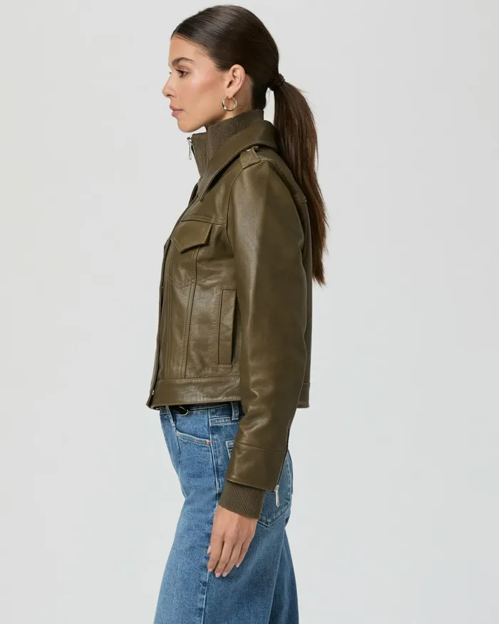 Women Jackets and Coats PAIGE Molina Jacket 8211 Spanish Moss Leather Women Jackets and Coats PAIGE Molina Jacket 8211 Spanish Moss Leather