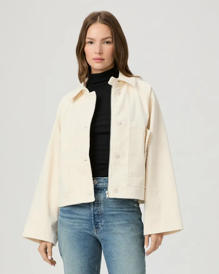 Women Jackets and Coats PAIGE Tylee Jacket 8211 Ivory Corduroy