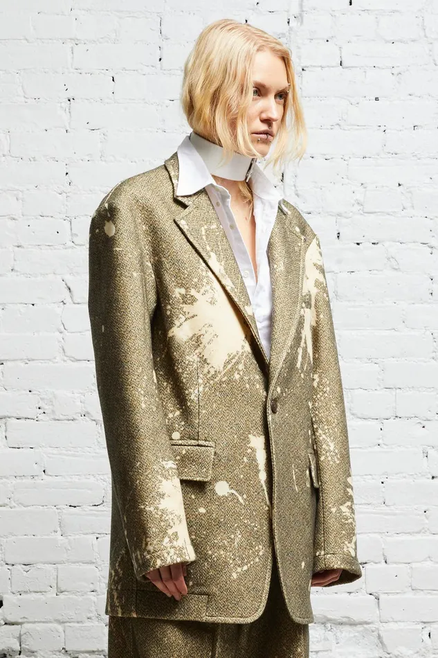 Women Jackets and Coats R13 Oversized Ragged Blazer 8211 Tweed Paint Splatter