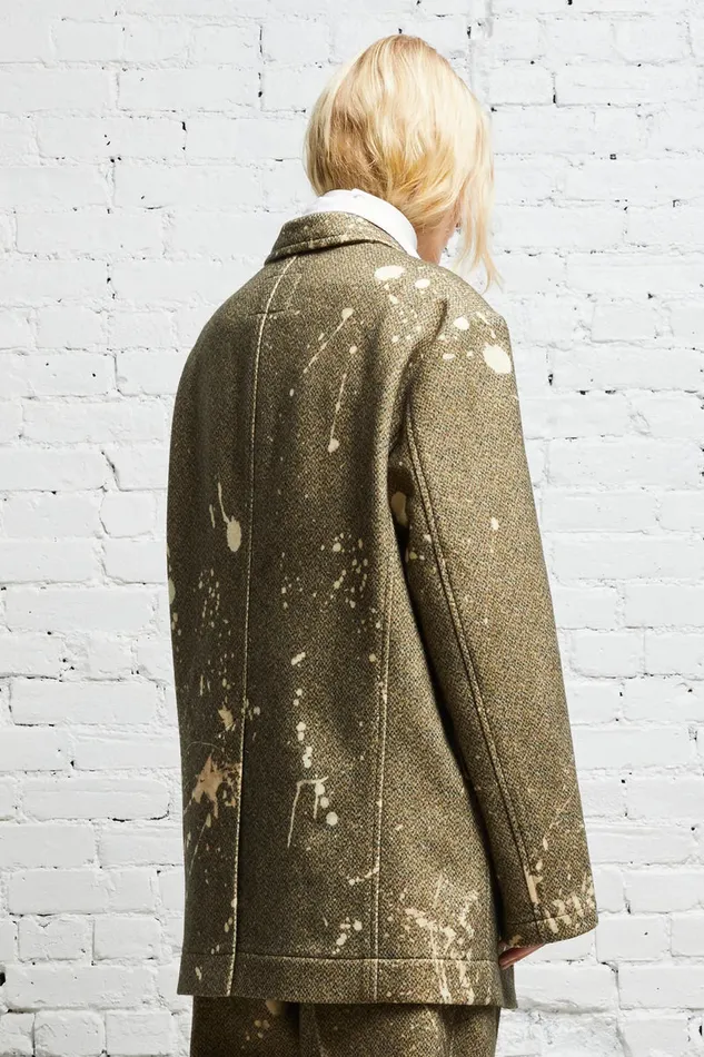 Women Jackets and Coats R13 Oversized Ragged Blazer 8211 Tweed Paint Splatter