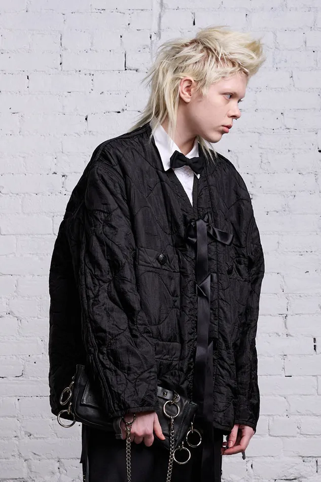 Women Jackets and Coats R13 Refurbished Tape Tie Liner 8211 Black