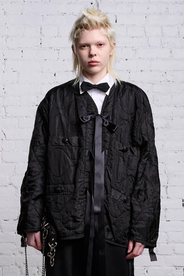 Women Jackets and Coats R13 Refurbished Tape Tie Liner 8211 Black