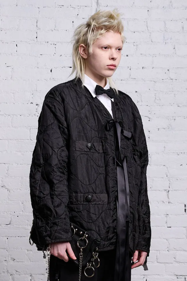 Women Jackets and Coats R13 Refurbished Tape Tie Liner 8211 Black