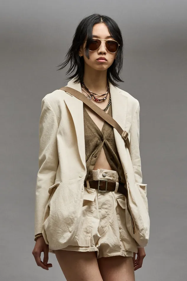 Women Jackets and Coats R13 Shrunken Bellow Pocket Blazer 8211 Natural