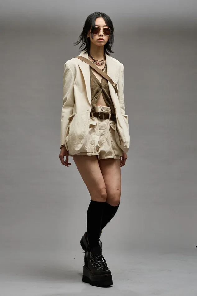 Women Jackets and Coats R13 Shrunken Bellow Pocket Blazer 8211 Natural
