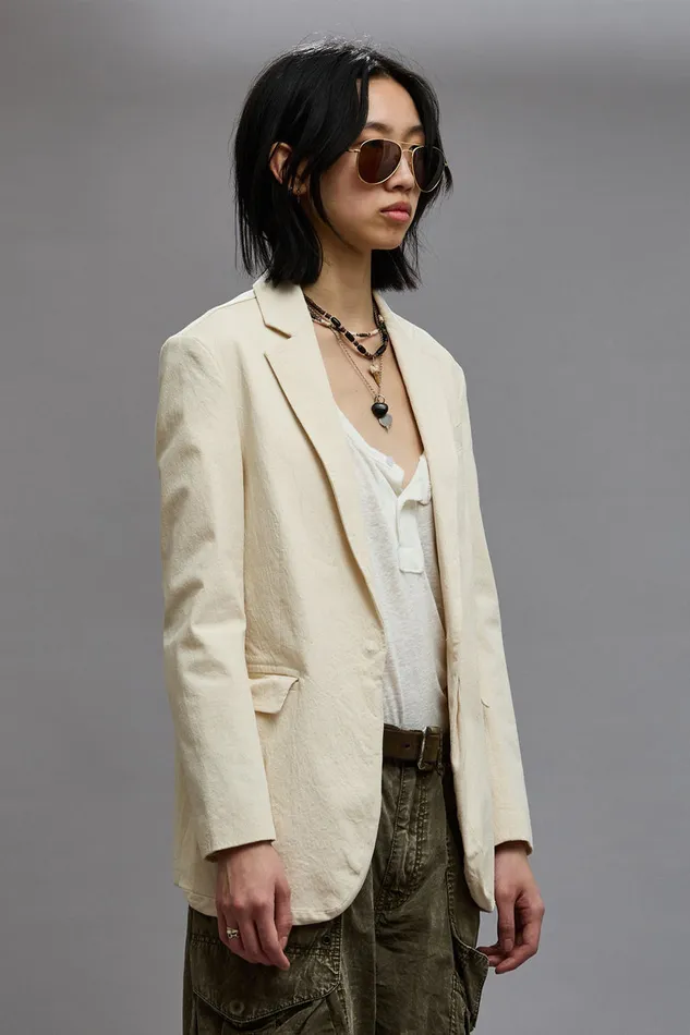 Women Jackets and Coats R13 Shrunken Bellow Pocket Blazer 8211 Natural