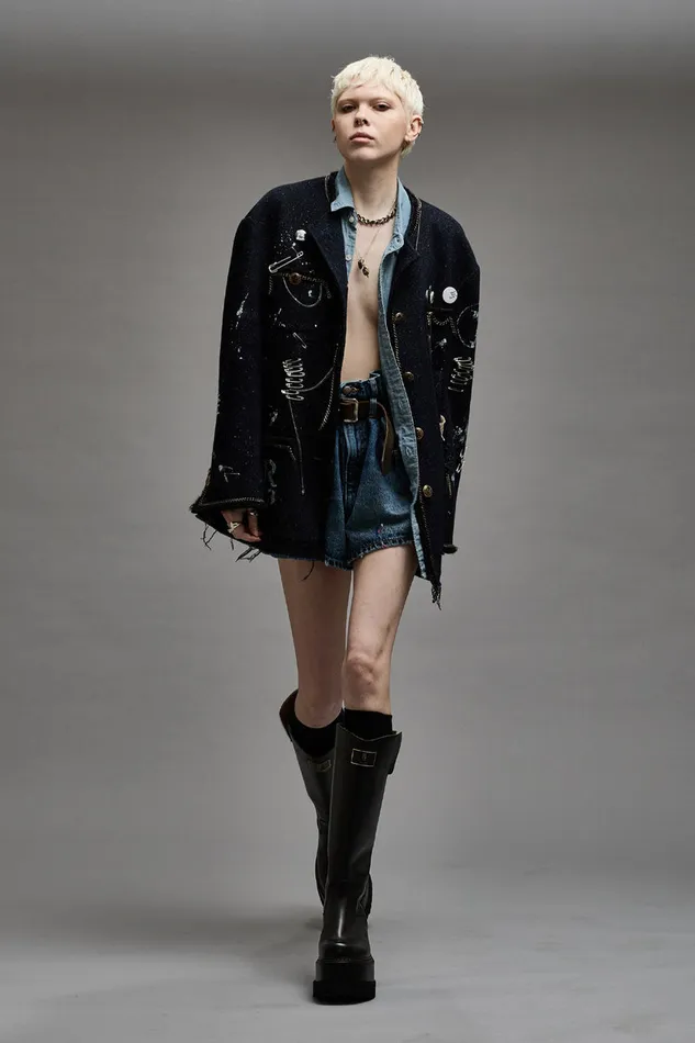 Women Jackets and Coats R13 Slouch Chore Jacket 8211 Dark Tweed