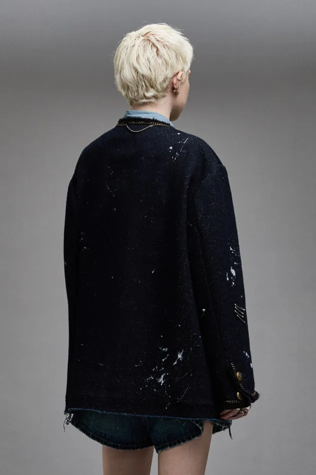 Women Jackets and Coats R13 Slouch Chore Jacket 8211 Dark Tweed