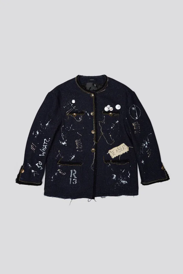 Women Jackets and Coats R13 Slouch Chore Jacket 8211 Dark Tweed
