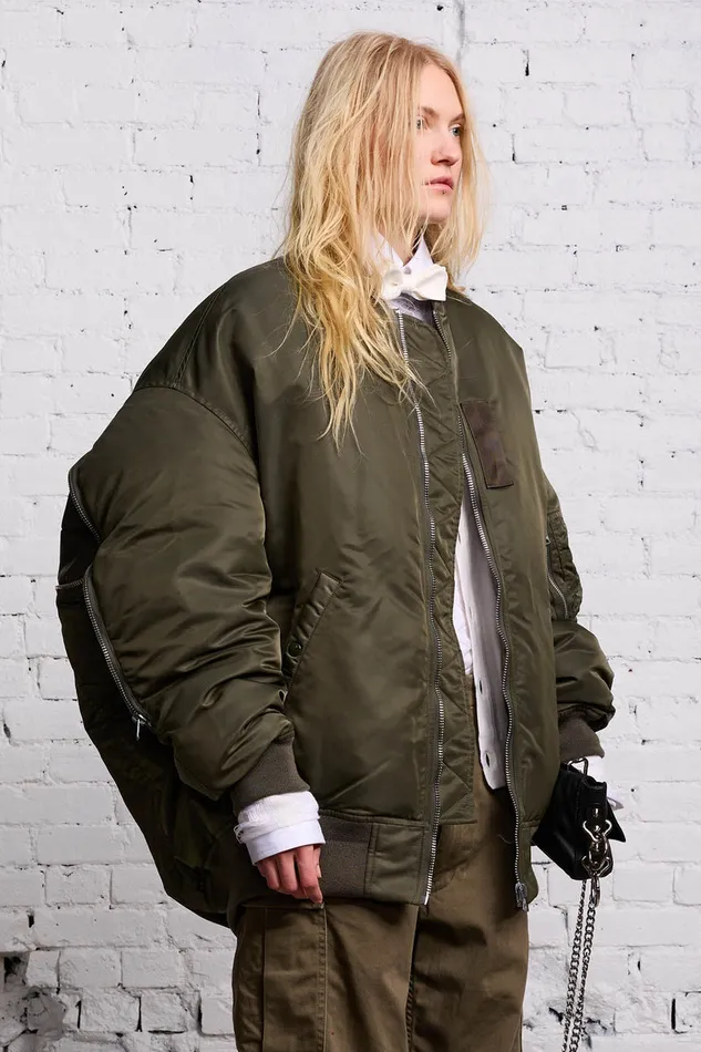 Women Jackets and Coats R13 Zip Out Down Bomber 8211 Olive