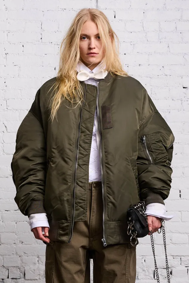 Women Jackets and Coats R13 Zip Out Down Bomber 8211 Olive