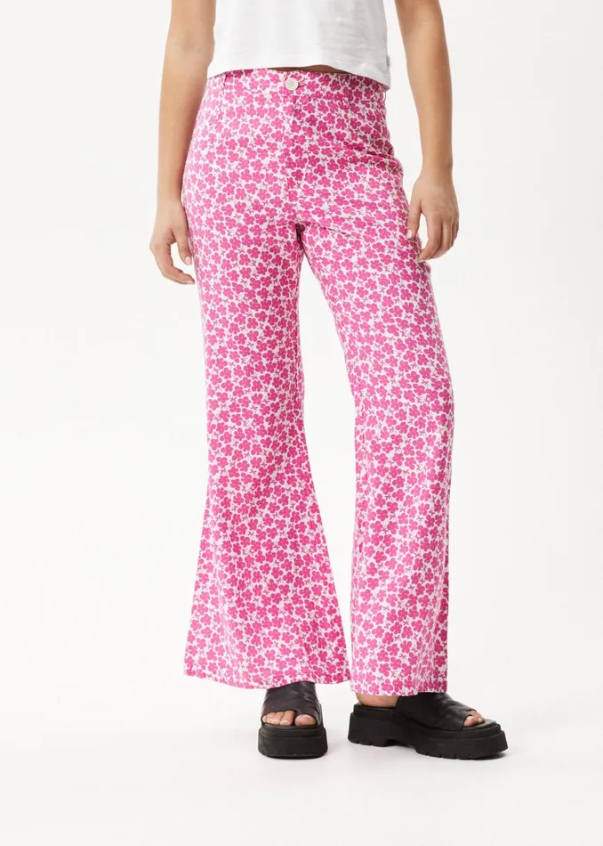 Women Jeans and Pants Afends AFENDS Womens Madeline Birkin 8211 Flared Pants 8211 Bubblegum Floral