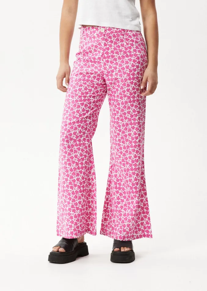 Women Jeans and Pants Afends AFENDS Womens Madeline Birkin 8211 Flared Pants 8211 Bubblegum Floral