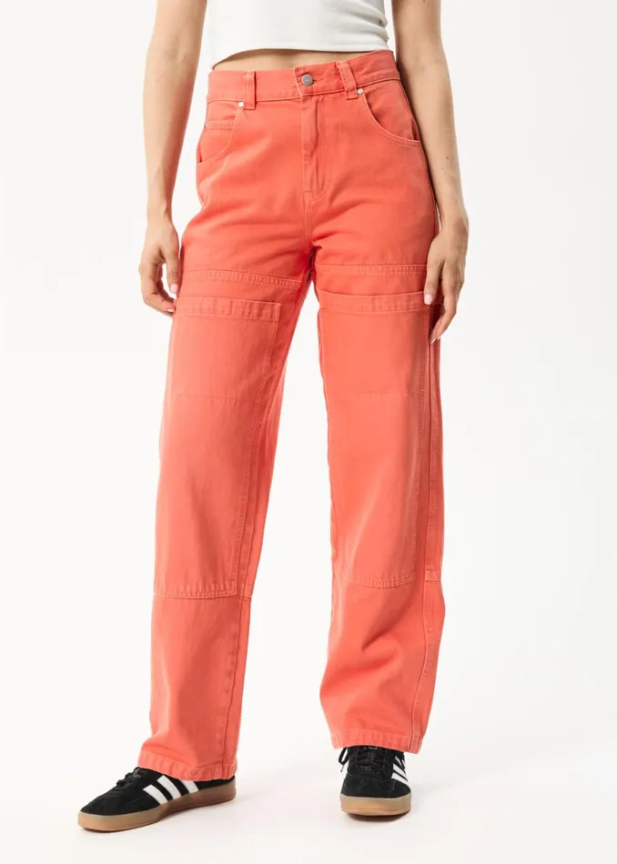 Women Jeans and Pants Afends AFENDS Womens Moss 8211 Denim Carpenter Jeans 8211 Faded Orange