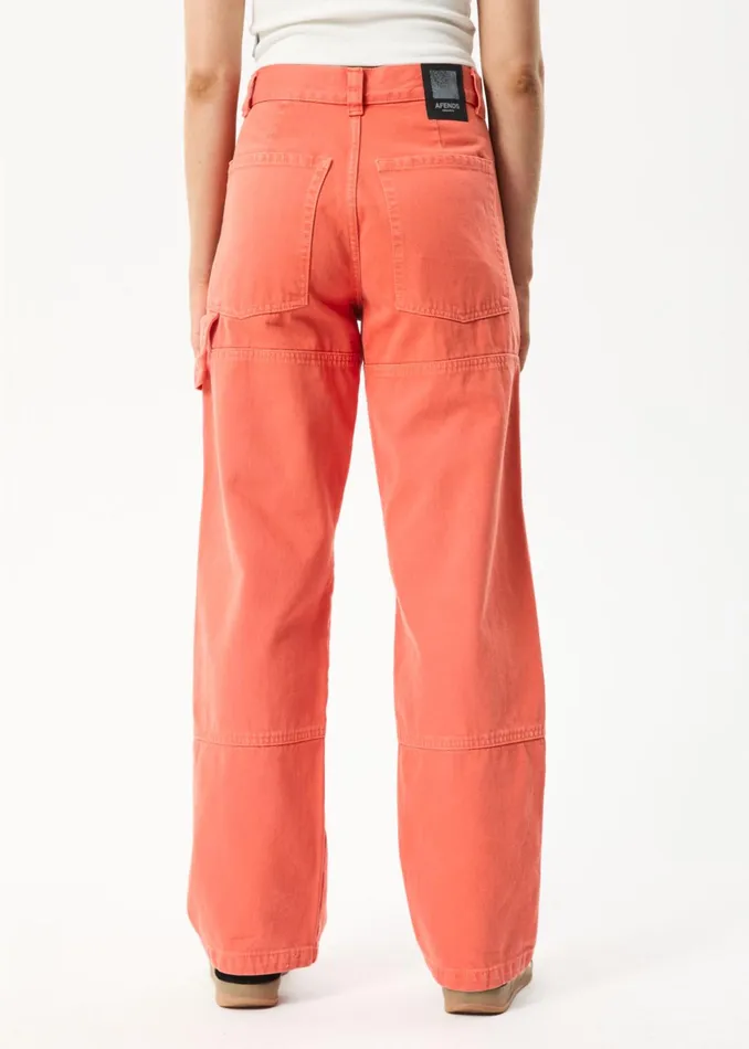 Women Jeans and Pants Afends AFENDS Womens Moss 8211 Denim Carpenter Jeans 8211 Faded Orange