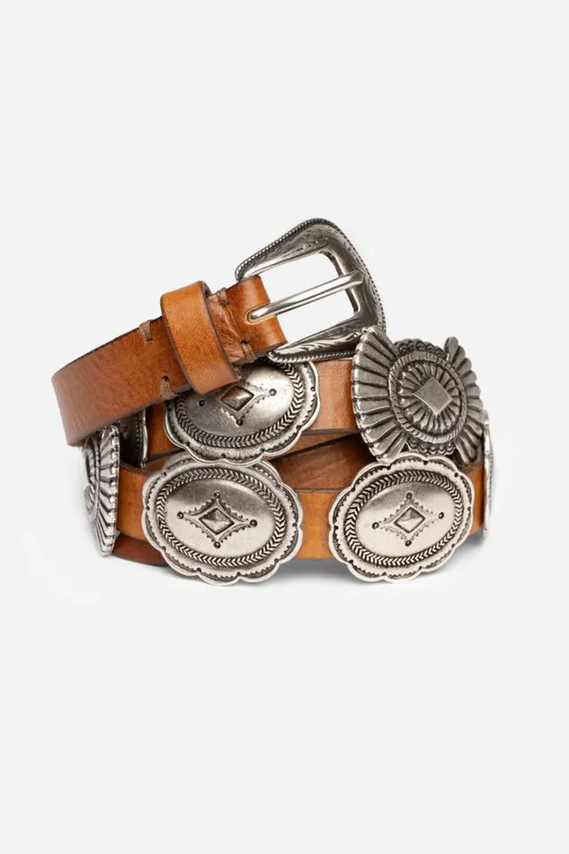Women Johnny Was Belts Salone Italian Leather Conch Belt Cognac