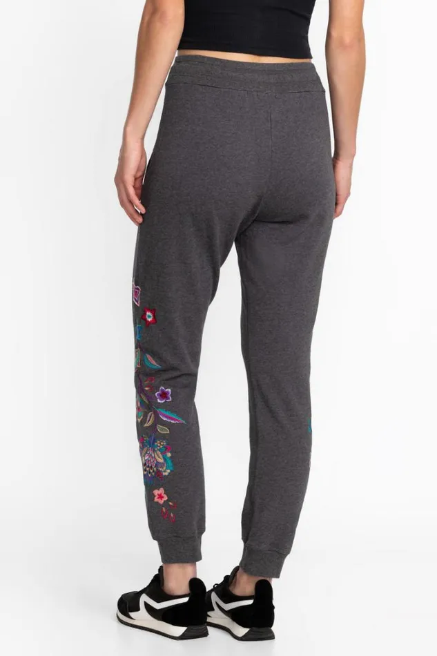 Women Johnny Was Bottoms French Terry Jogger Stone Grey