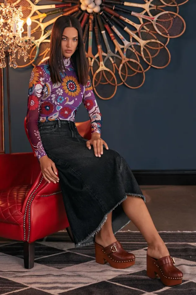 Women Johnny Was Bottoms Vienna Midi Skirt True Black Wash