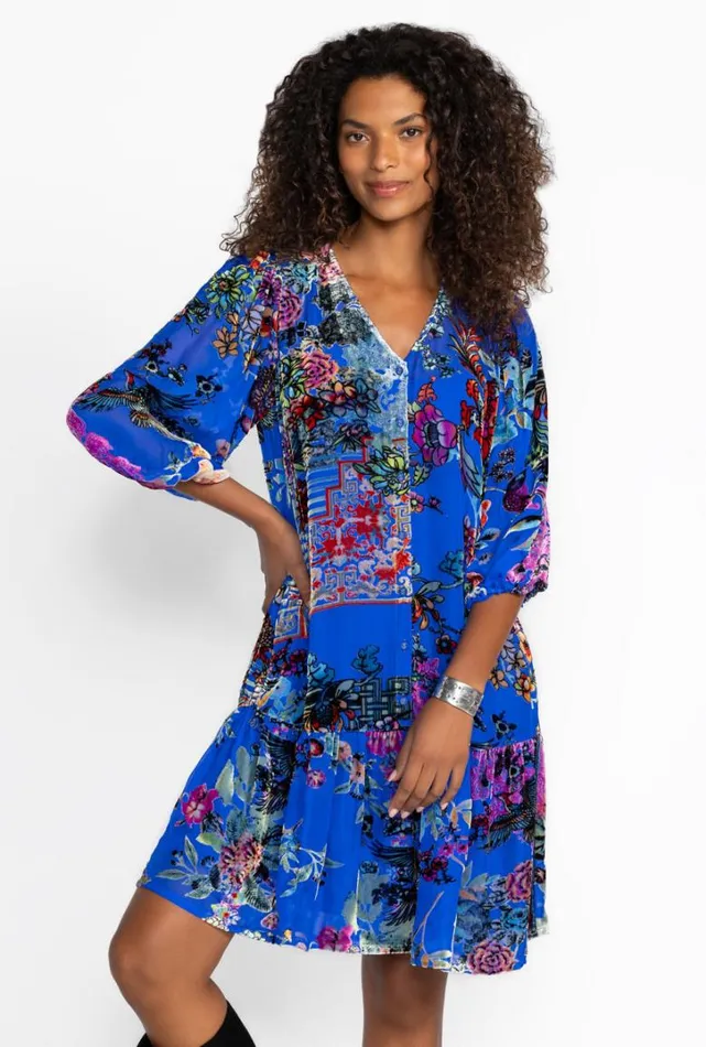 Women Johnny Was Dresses Ermyas Burnout Dress Dreamer Blu Burnout