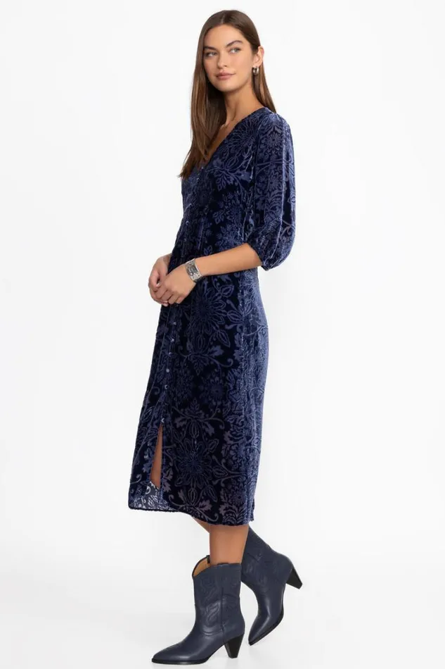 Women Johnny Was Dresses Ryan Midi Dress Sapphire Blue