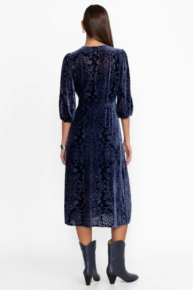 Women Johnny Was Dresses Ryan Midi Dress Sapphire Blue