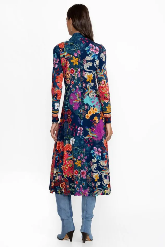 Women Johnny Was Dresses The Janie Favorite Seamed Mock Neck Dress Dreamer Blu