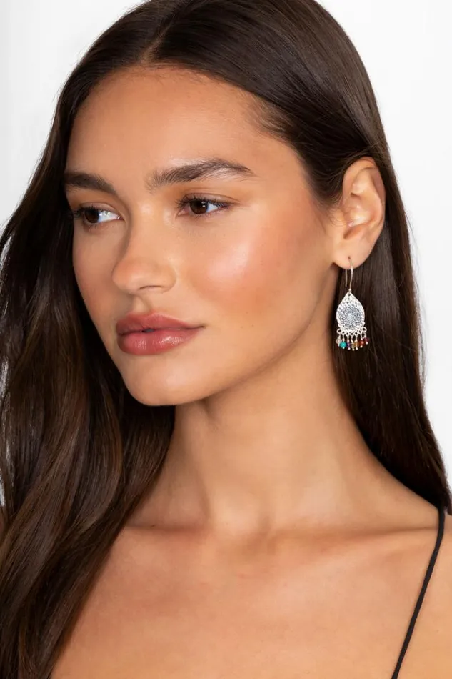Women Johnny Was Jewelry Chakra Drop Dangle Earrings Silver