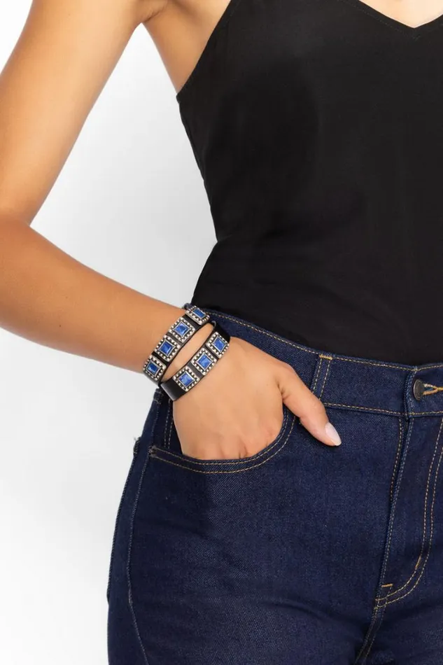 Women Johnny Was Jewelry Oceano Italian Leather Wrap Bracelet Black