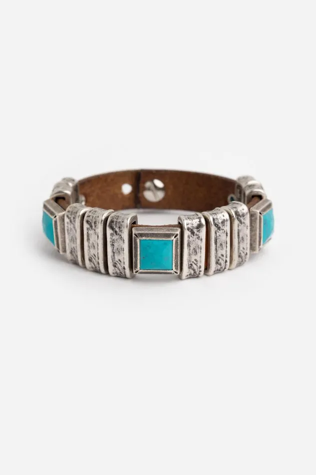 Women Johnny Was Jewelry Turquoise Italian Leather Wrap Bracelet Cuoio