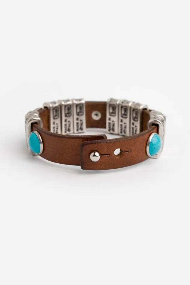 Women Johnny Was Jewelry Turquoise Italian Leather Wrap Bracelet Cuoio