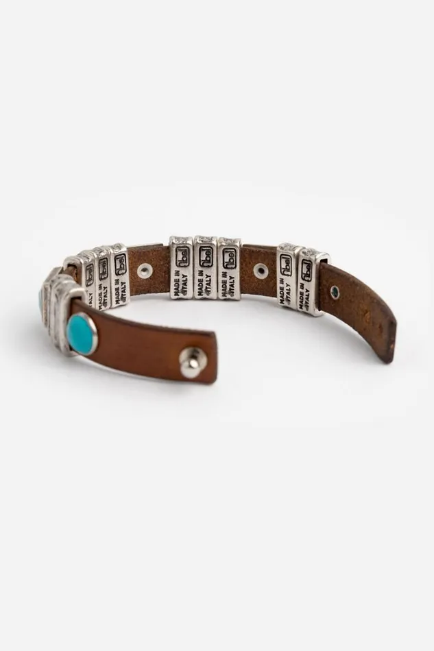 Women Johnny Was Jewelry Turquoise Italian Leather Wrap Bracelet Cuoio