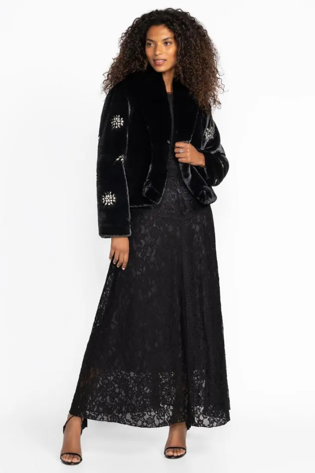 Women Johnny Was Outerwear Angella Faux Fur Jacket Black