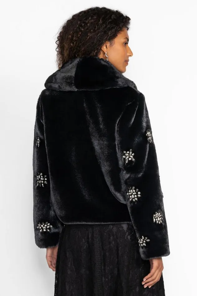 Women Johnny Was Outerwear Angella Faux Fur Jacket Black