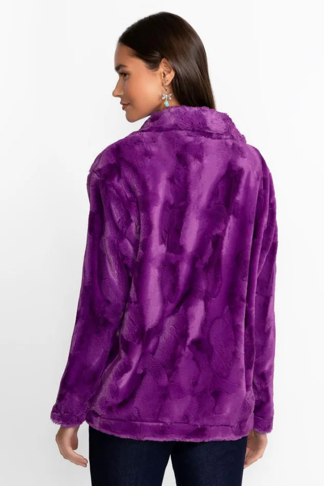 Women Johnny Was Outerwear Faux Fur Cropped Jacket Pansy Faux Fur