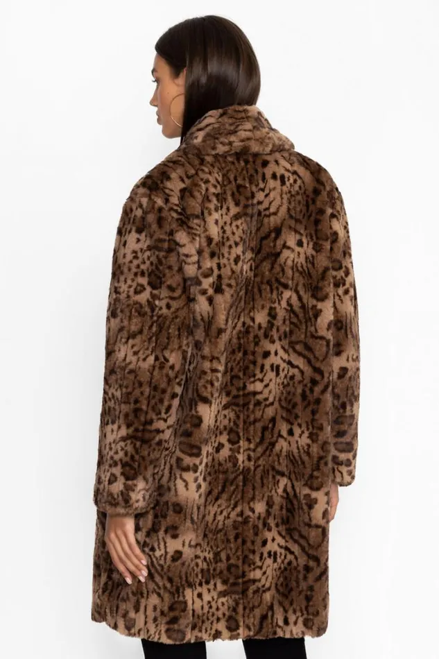 Women Johnny Was Outerwear Faux Fur Jacket Vienna Leopard