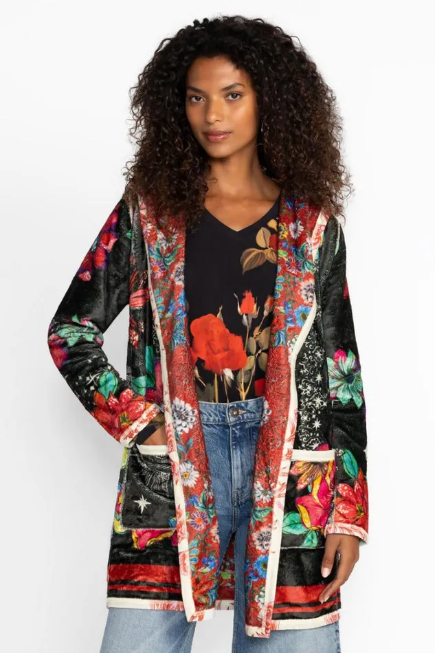 Women Johnny Was Outerwear Joan Midi Sherpa Jacket Starry Night