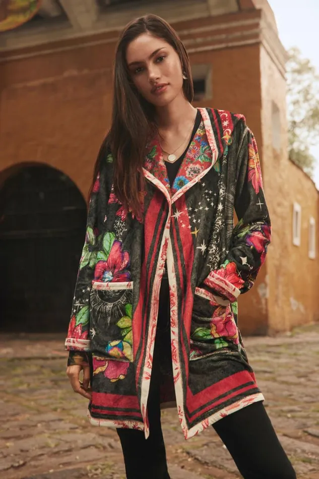 Women Johnny Was Outerwear Joan Midi Sherpa Jacket Starry Night