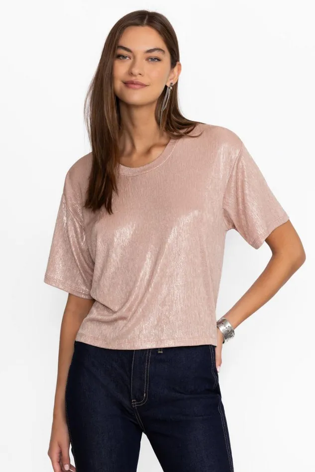 Women Johnny Was Tops Andi Oversized Tee Metallic Ballet