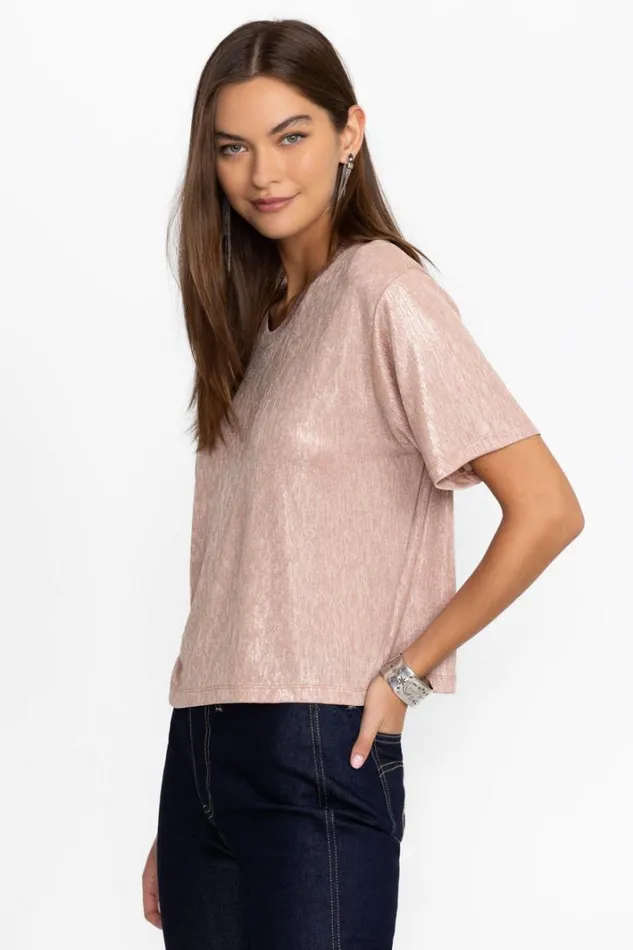 Women Johnny Was Tops Andi Oversized Tee Metallic Ballet