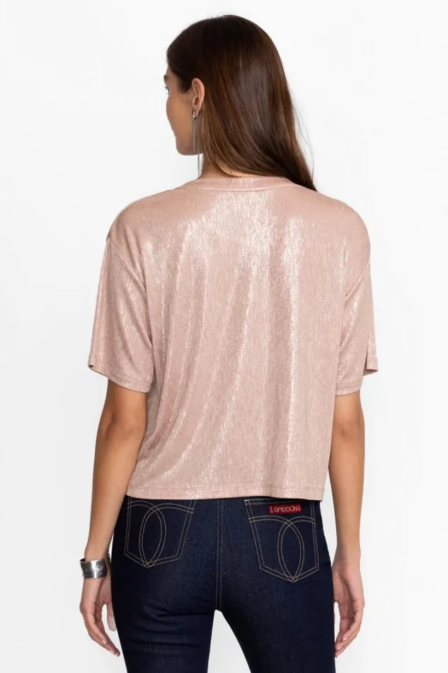 Women Johnny Was Tops Andi Oversized Tee Metallic Ballet
