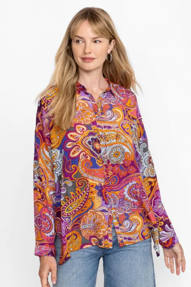 Women Johnny Was Tops Audrey Oversized Shirt Sandalwood Pink