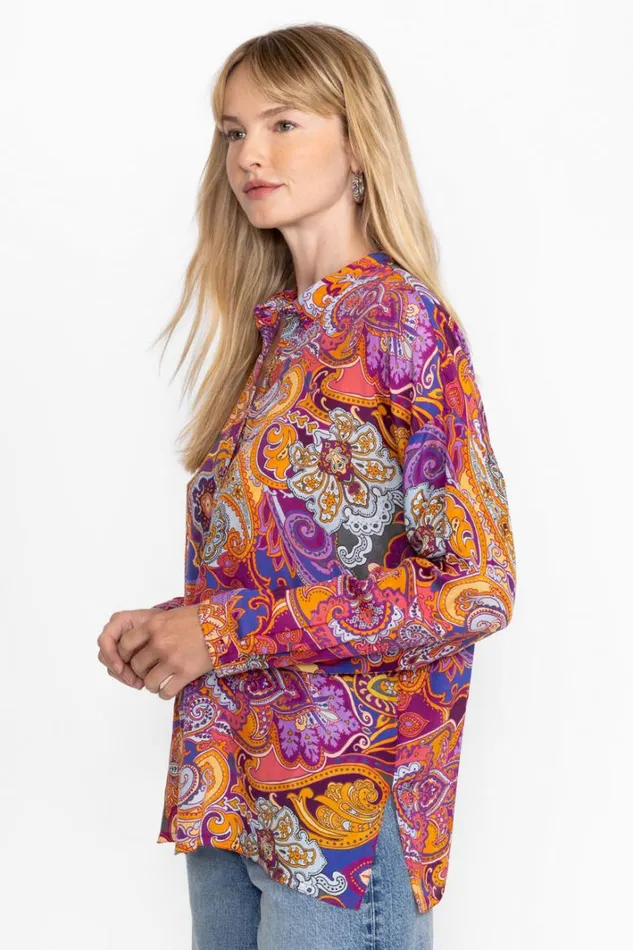 Women Johnny Was Tops Audrey Oversized Shirt Sandalwood Pink