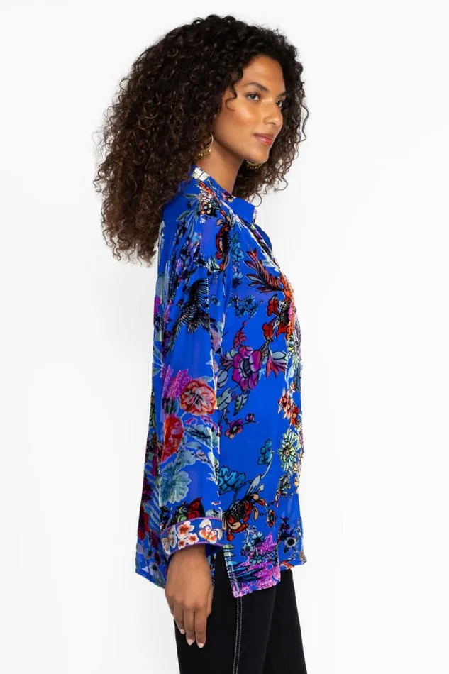 Women Johnny Was Tops Audrey Slim Tunic Dreamer Blu Burnout