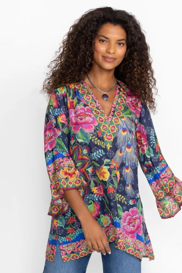 Women Johnny Was Tops Calesta Tunic Darnahta Scarf Print