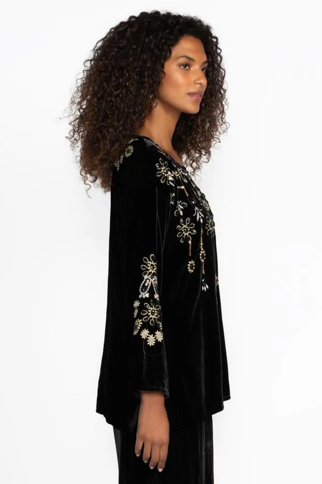 Women Johnny Was Tops Charlize Blouse Black